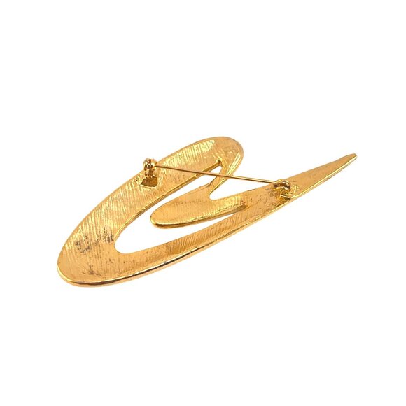 Futuristic Matte Goldtone Abstract Boomerang Shaped Modernist Unsigned Gold Tone - Picture 5 of 6
